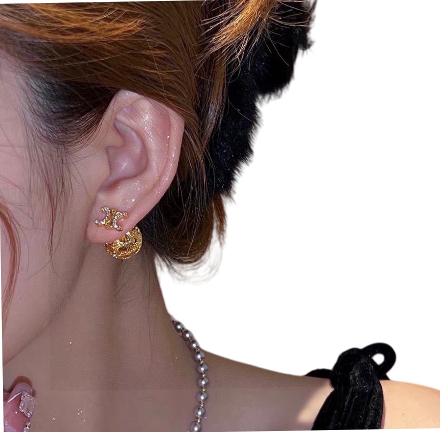 CLE050 Act de Triomphe piercing ball stud earring in metal and crystal - ccjewelryacc