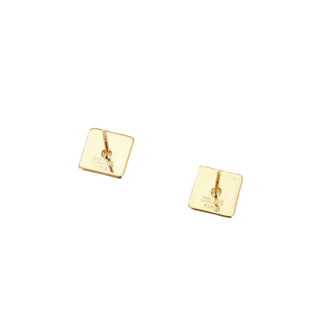 CLE035 Triomphe logo stud earring in metal and gold finish - ccjewelryacc