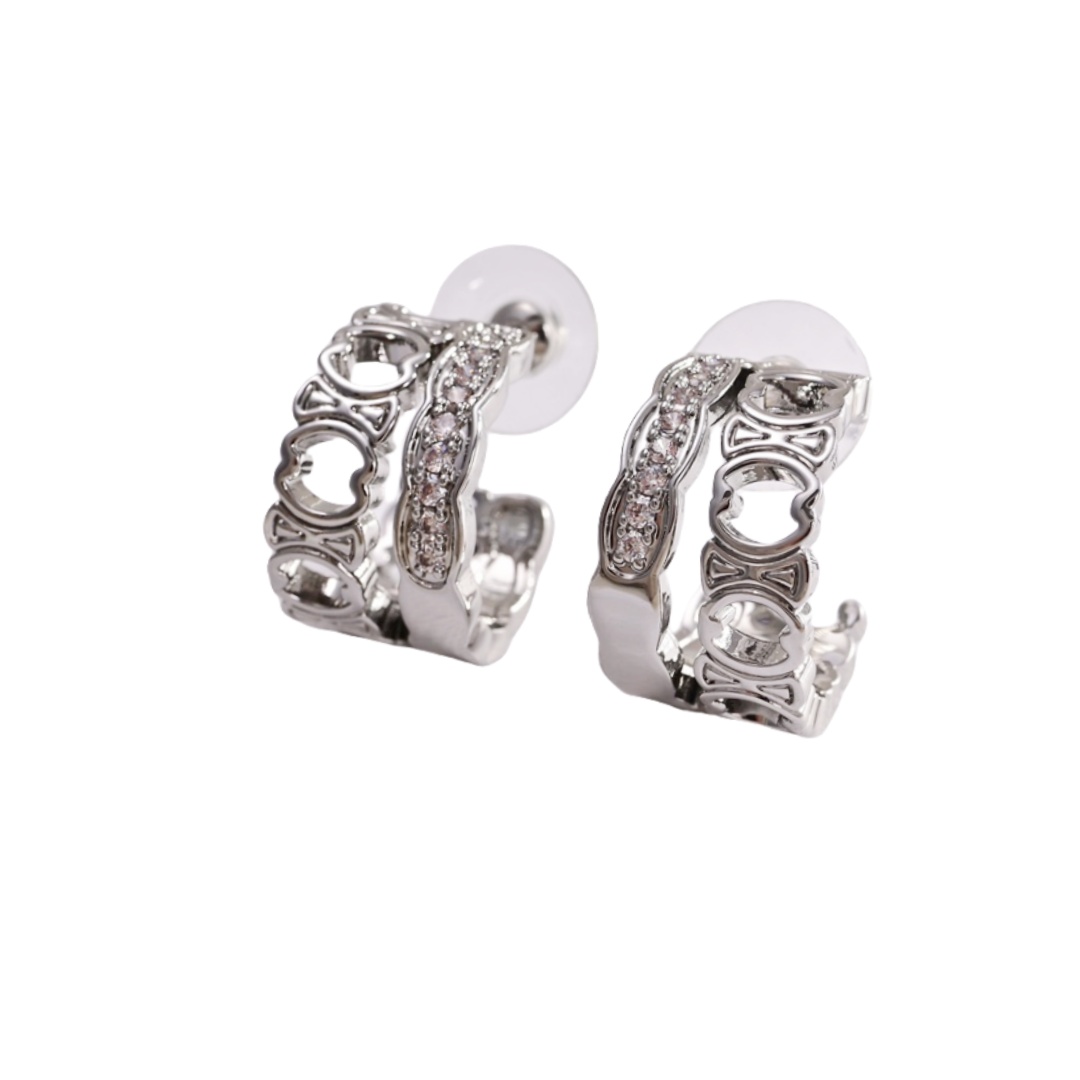 CLE026 Triomphe hook earring in metal and crystal - ccjewelryacc