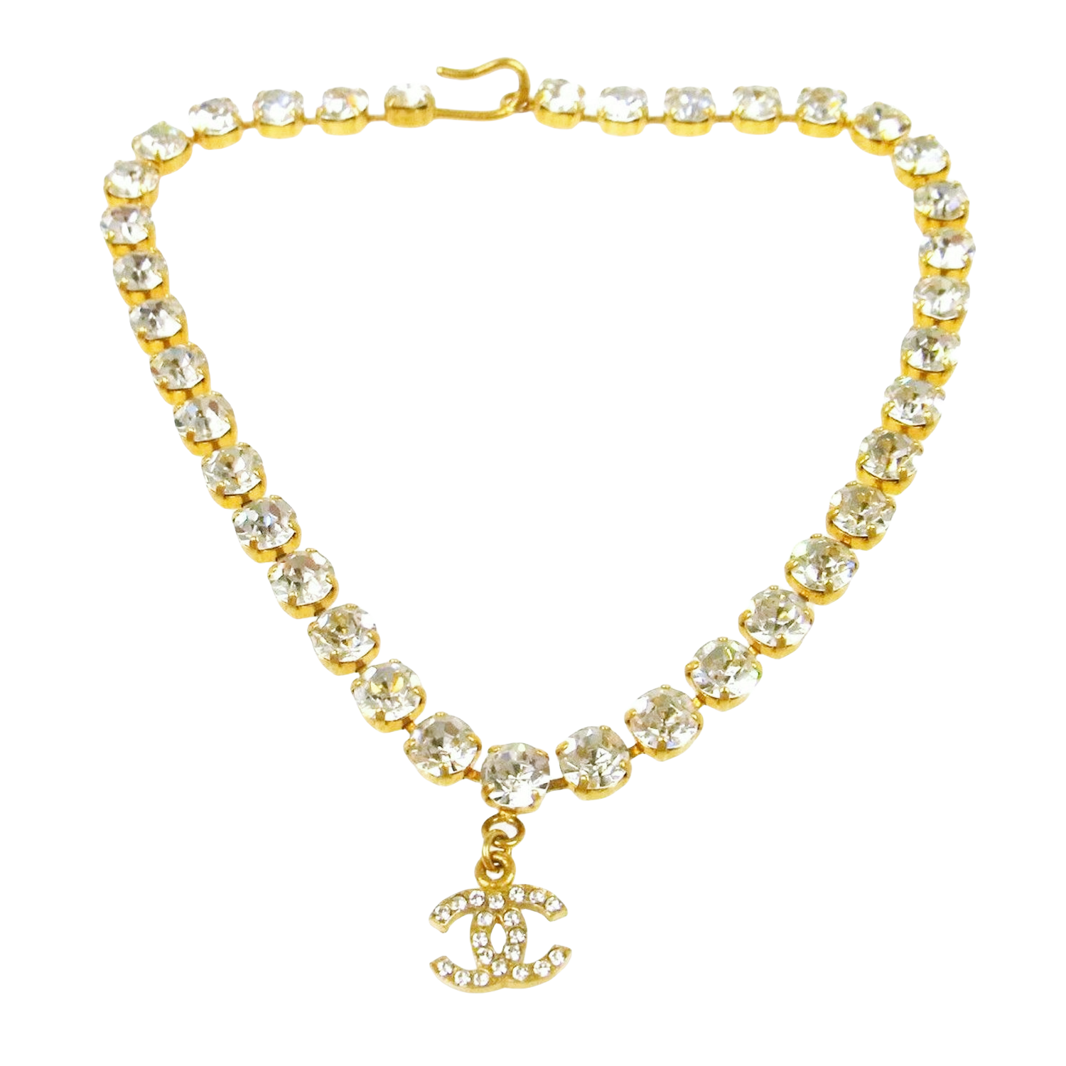 CCN007 CC choker Necklace in metal and rhinestone - ccfashionjewelry