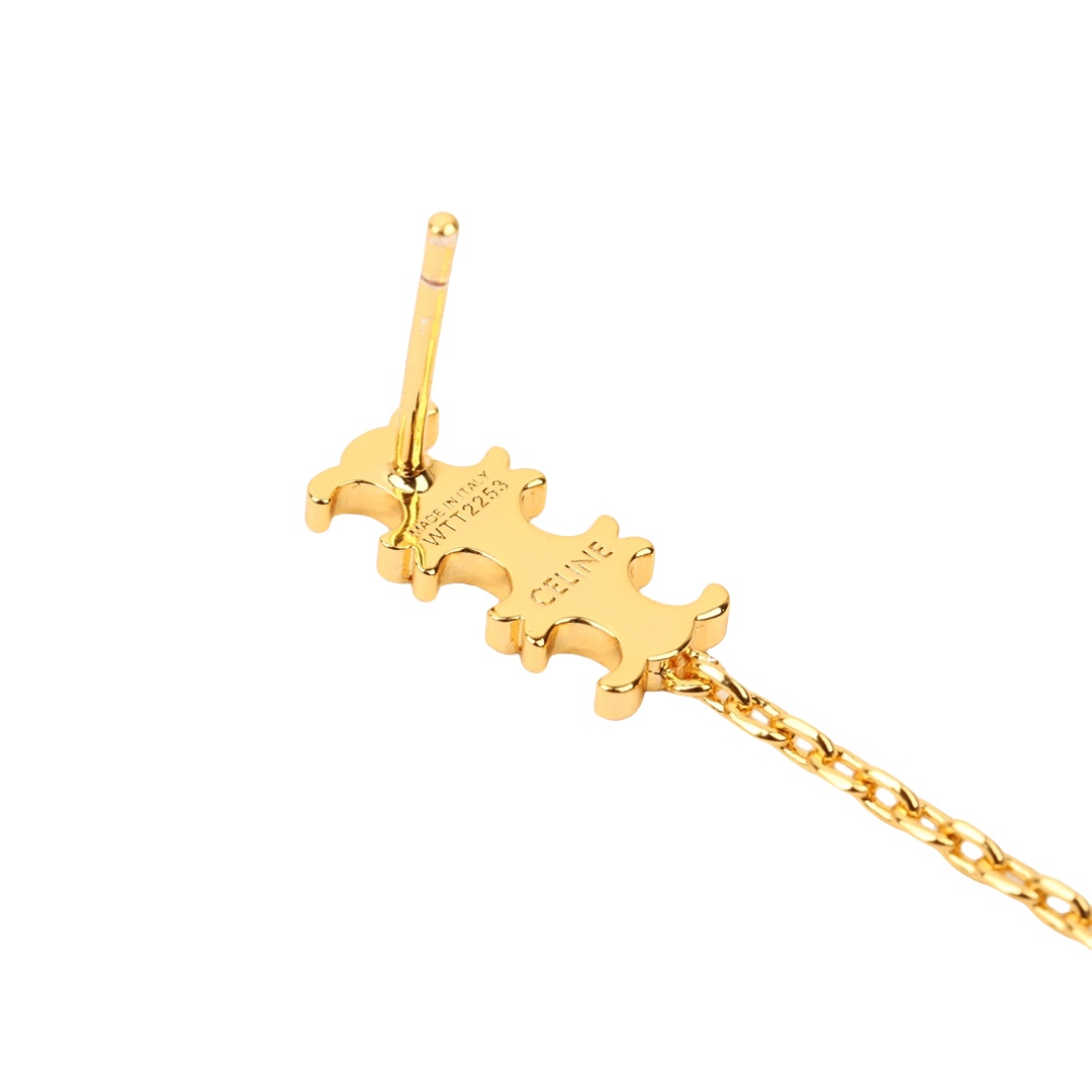 CLE015 Triomphe Chain stud earrings in metal - ccjewelryacc