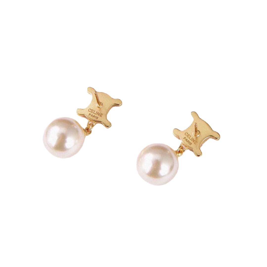CLE038 Act de Triomphe pearl drop earring in metal and pearl - ccjewelryacc