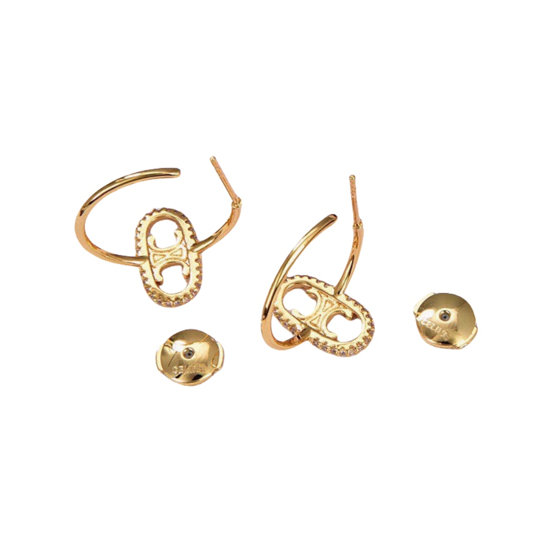 CLE029 Triomphe Hoop earring in metal and crystal - ccjewelryacc