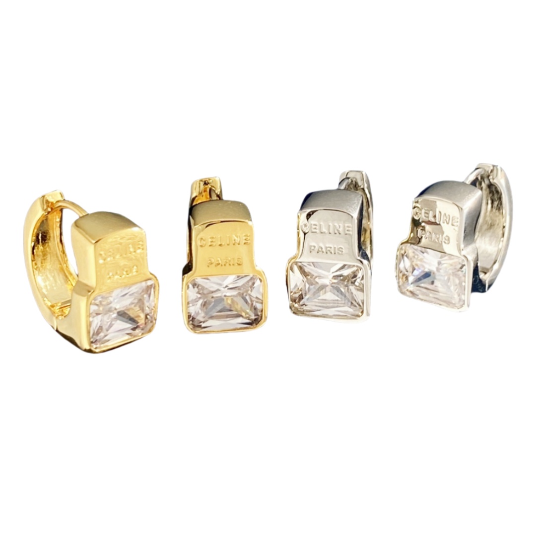 CLE024 Triomphe hook earring in metal and zircon - ccjewelryacc