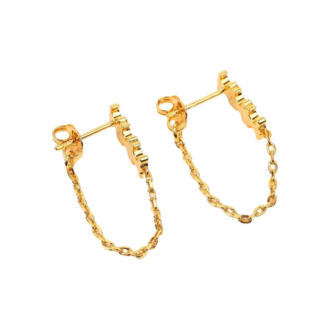 CLE015 Triomphe Chain stud earrings in metal - ccjewelryacc