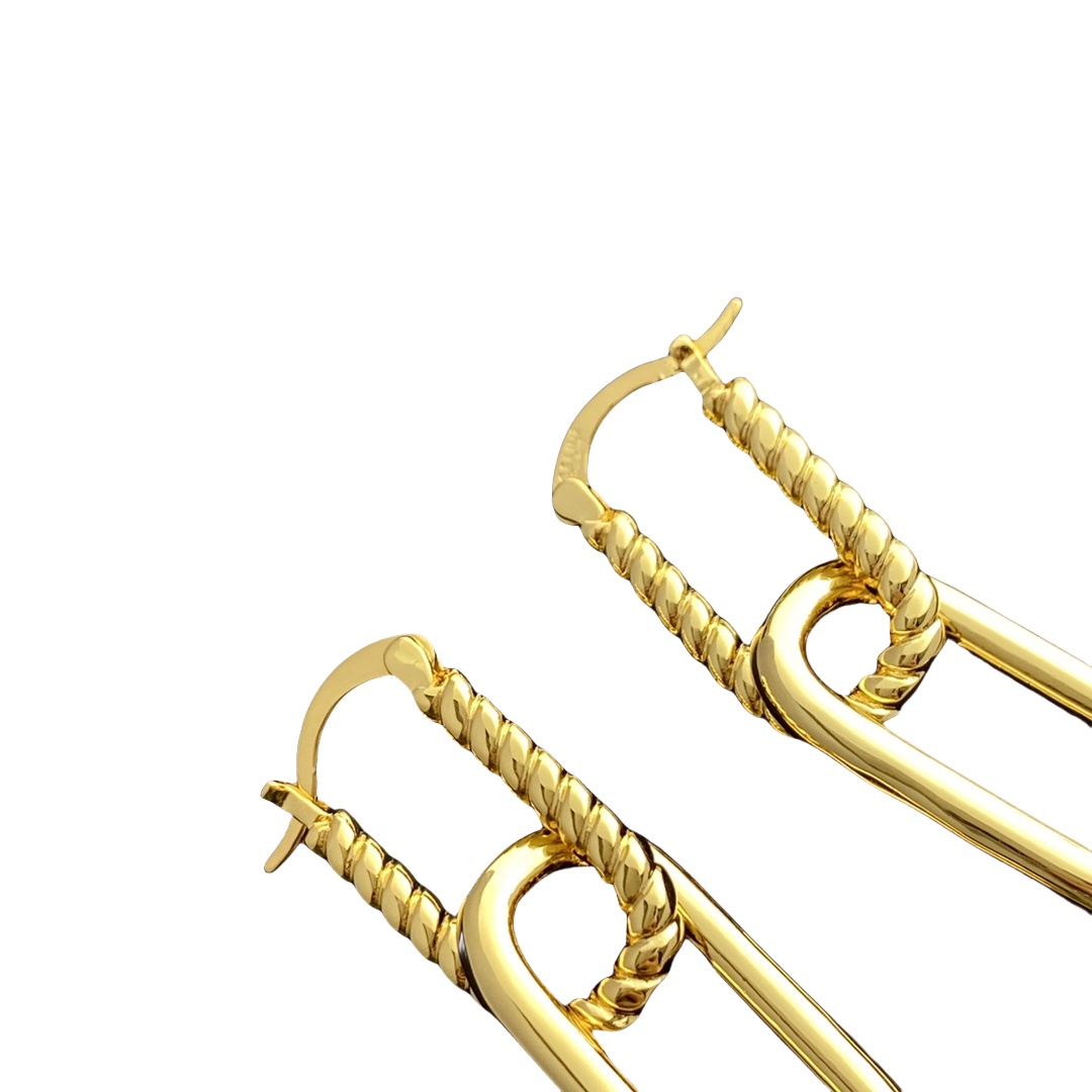 CLE040 Ciline double ring drop earring in metal and gold finish - ccjewelryacc