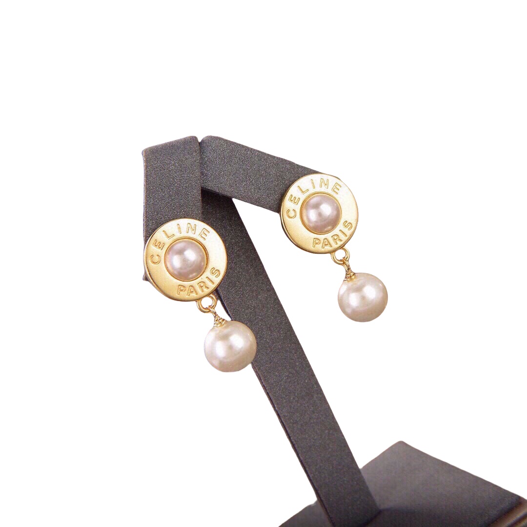 CLE053 Ciline 1980s Faux Pearl Earrings - ccjewelryacc