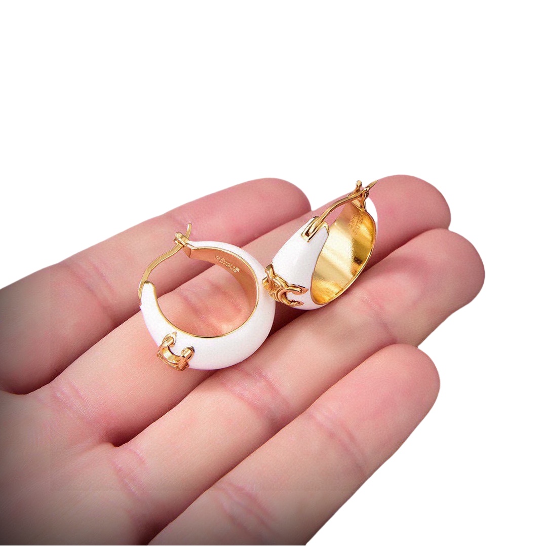 CLE017 Triomphe metal hoop earrings - ccjewelryacc