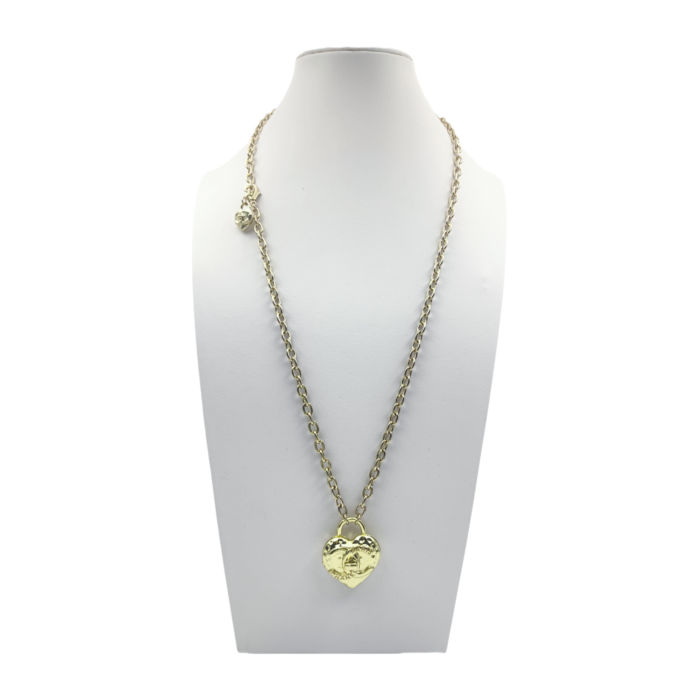 CCN468 CC metal heart cc logo pendant long necklace - ccjewelryacc