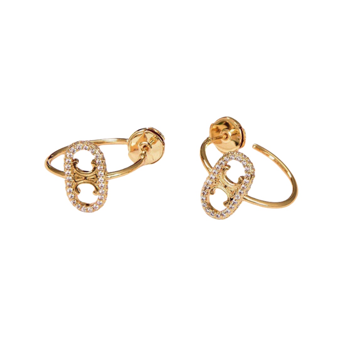 CLE029 Triomphe Hoop earring in metal and crystal - ccjewelryacc