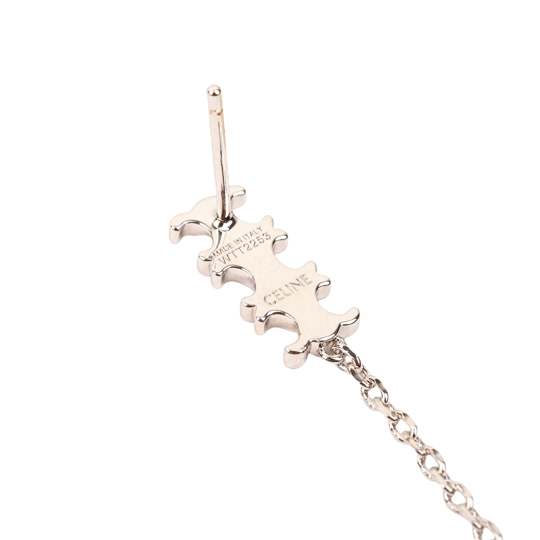 CLE015 Triomphe Chain stud earrings in metal - ccjewelryacc