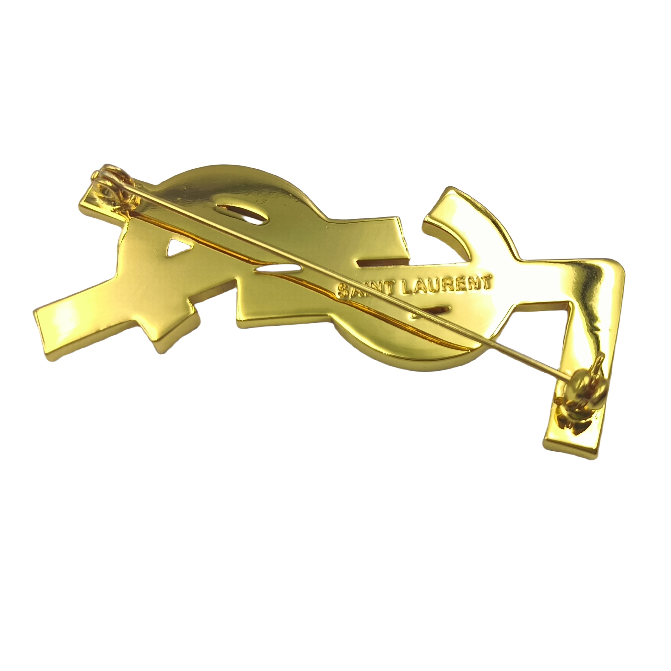 BYB042 YVES LSY Logo brooch pin in metal pearl crystal - ccjewelryacc