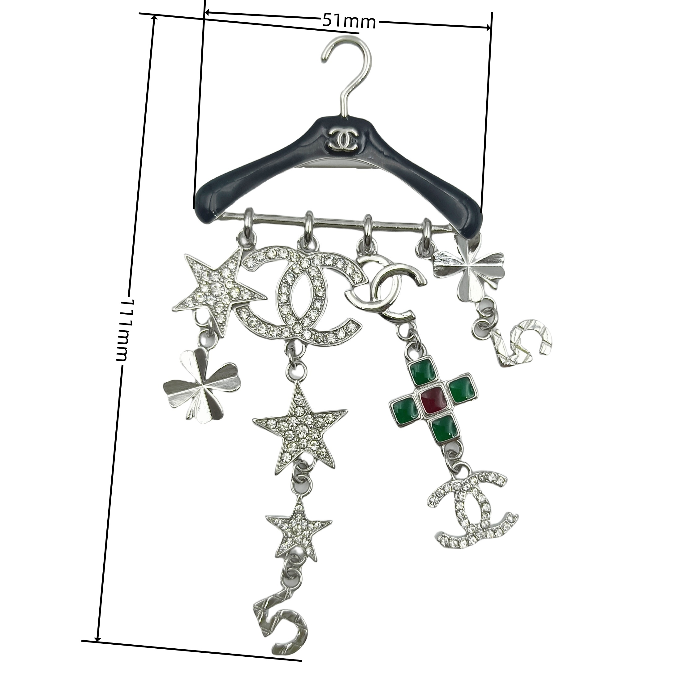 BCB085 Hanger with cc logo clover stars charm brooch pin - ccjewelryacc