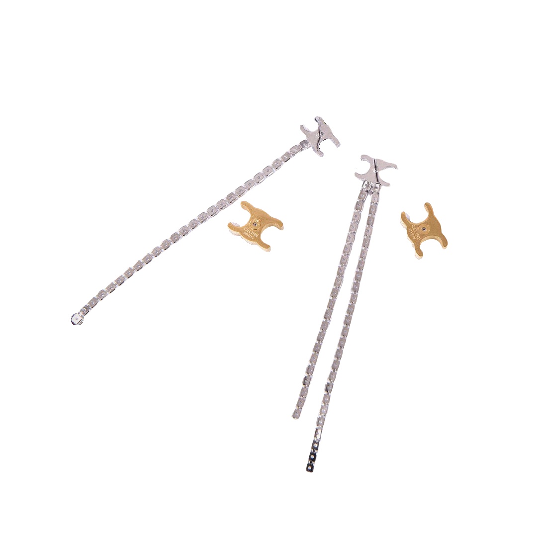 CLE057 Act de Triomphe tassels earring in metal and crystal - ccjewelryacc