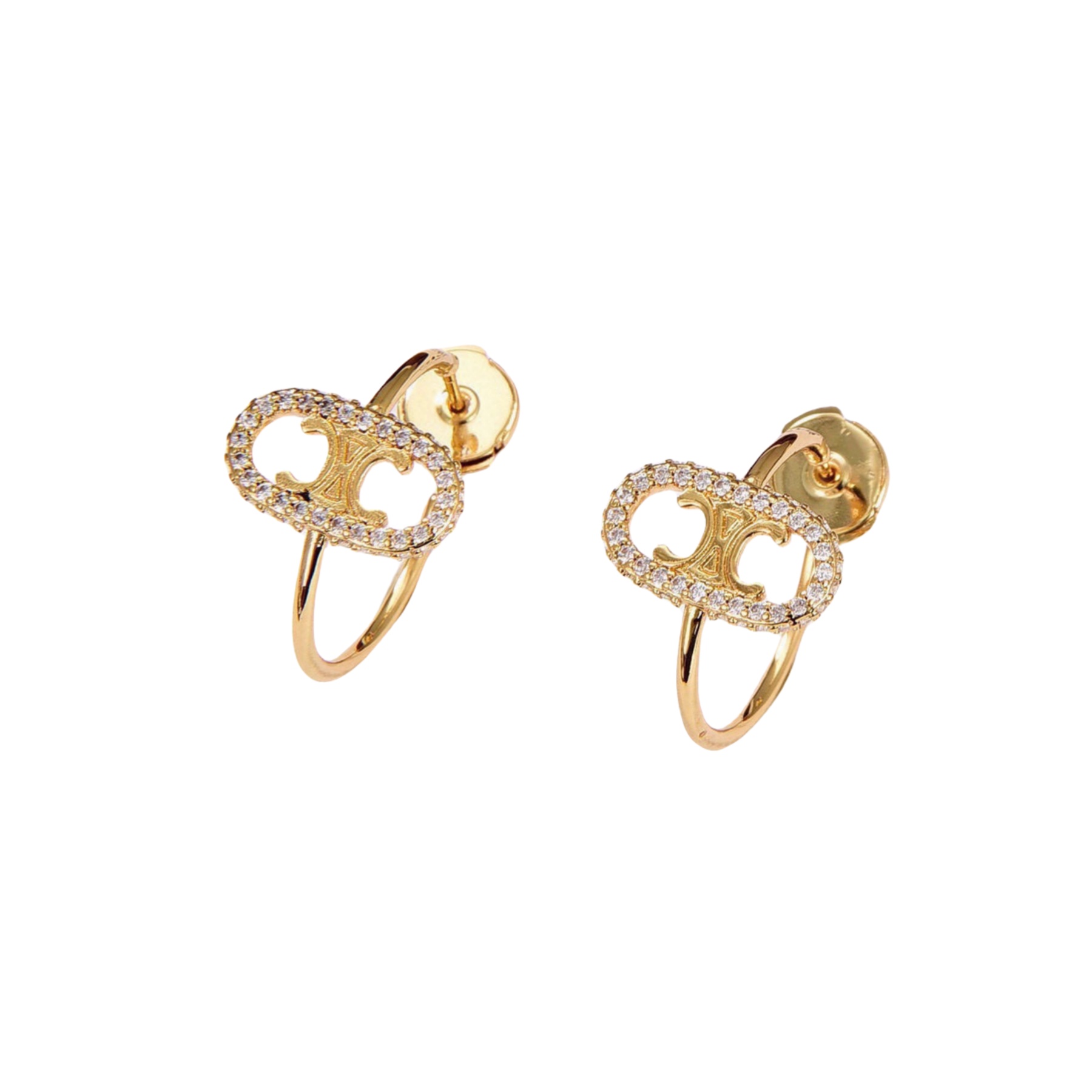 CLE029 Triomphe Hoop earring in metal and crystal - ccjewelryacc