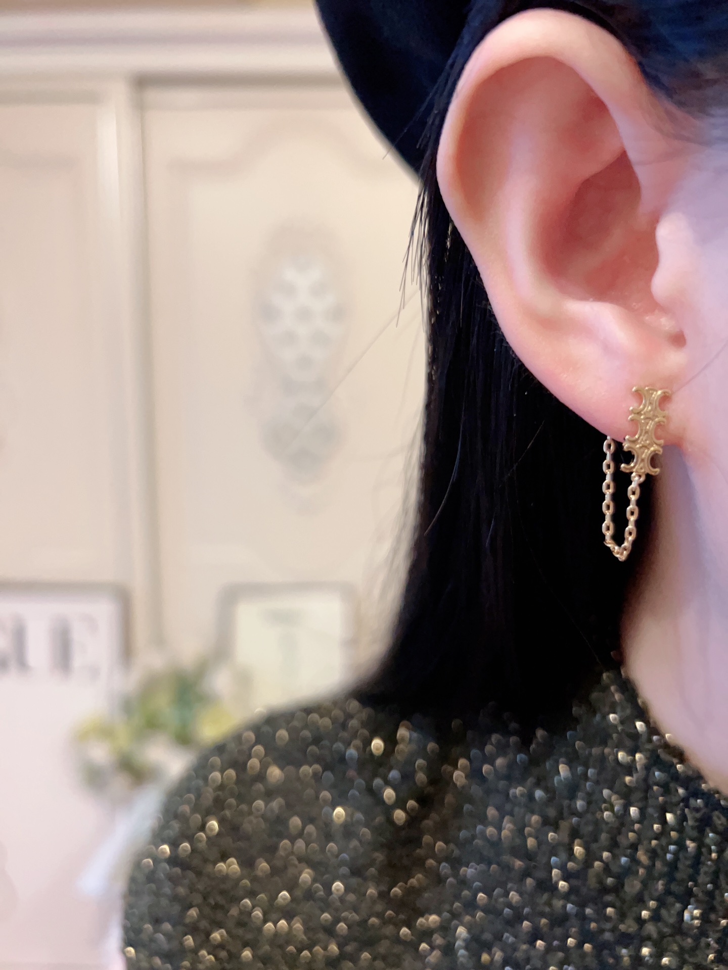 CLE015 Triomphe Chain stud earrings in metal - ccjewelryacc