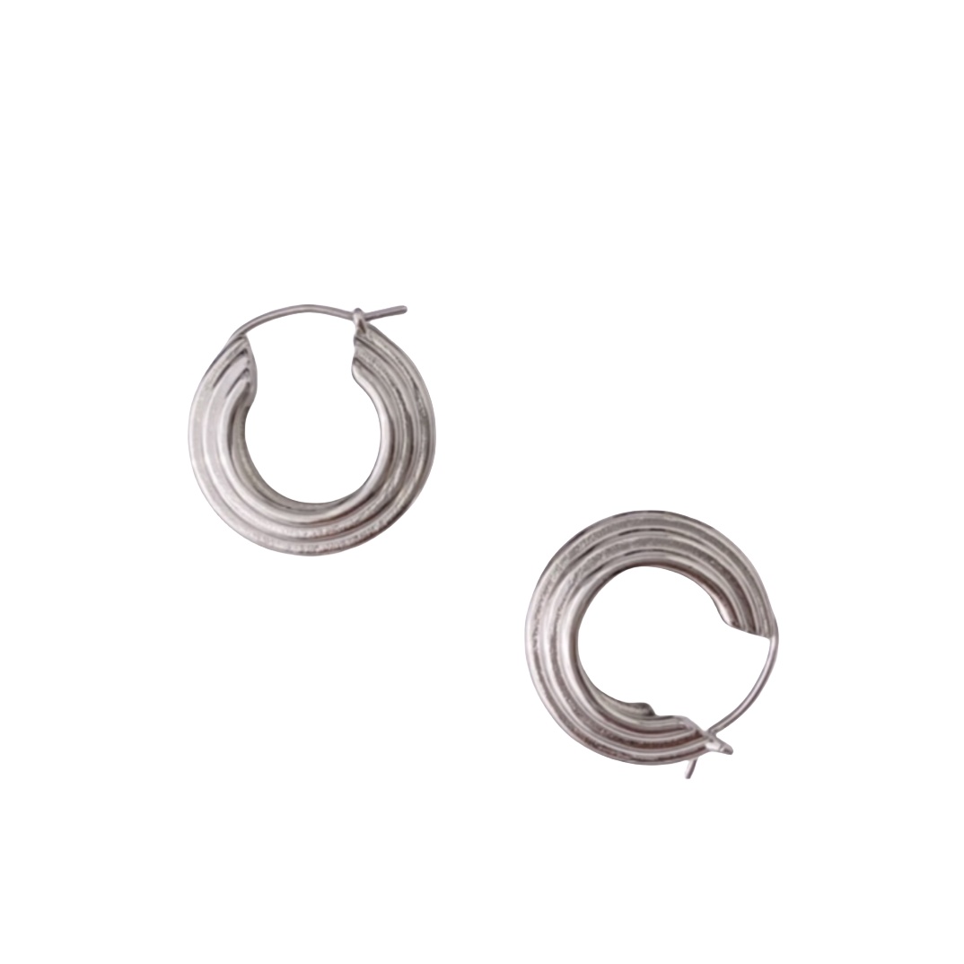 CLE041 Ciline Metal stripe C shape hook earring in metal - ccjewelryacc