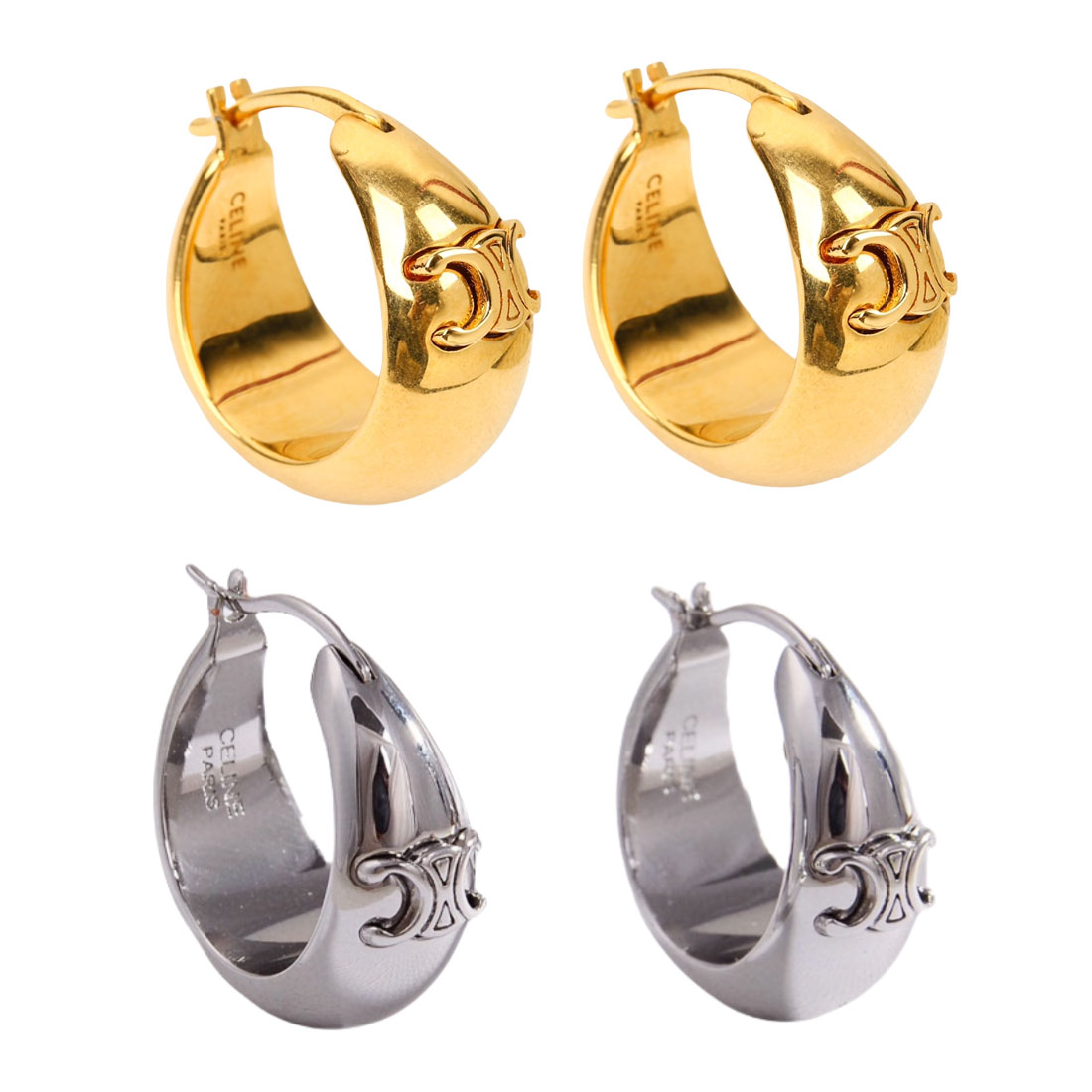 CLE008 Triomphe metal hoop earrings - ccjewelryacc