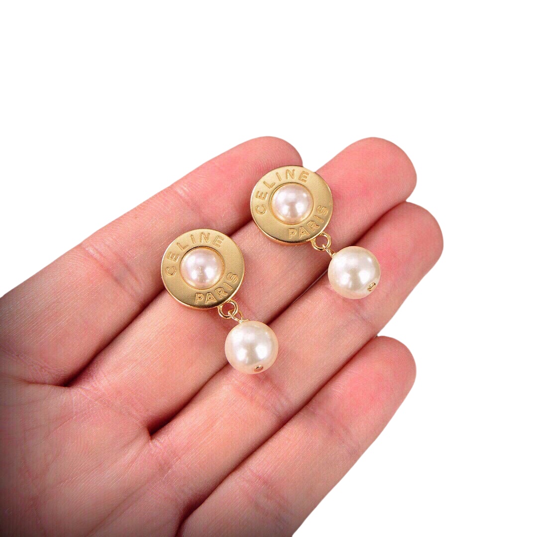 CLE053 Ciline 1980s Faux Pearl Earrings - ccjewelryacc