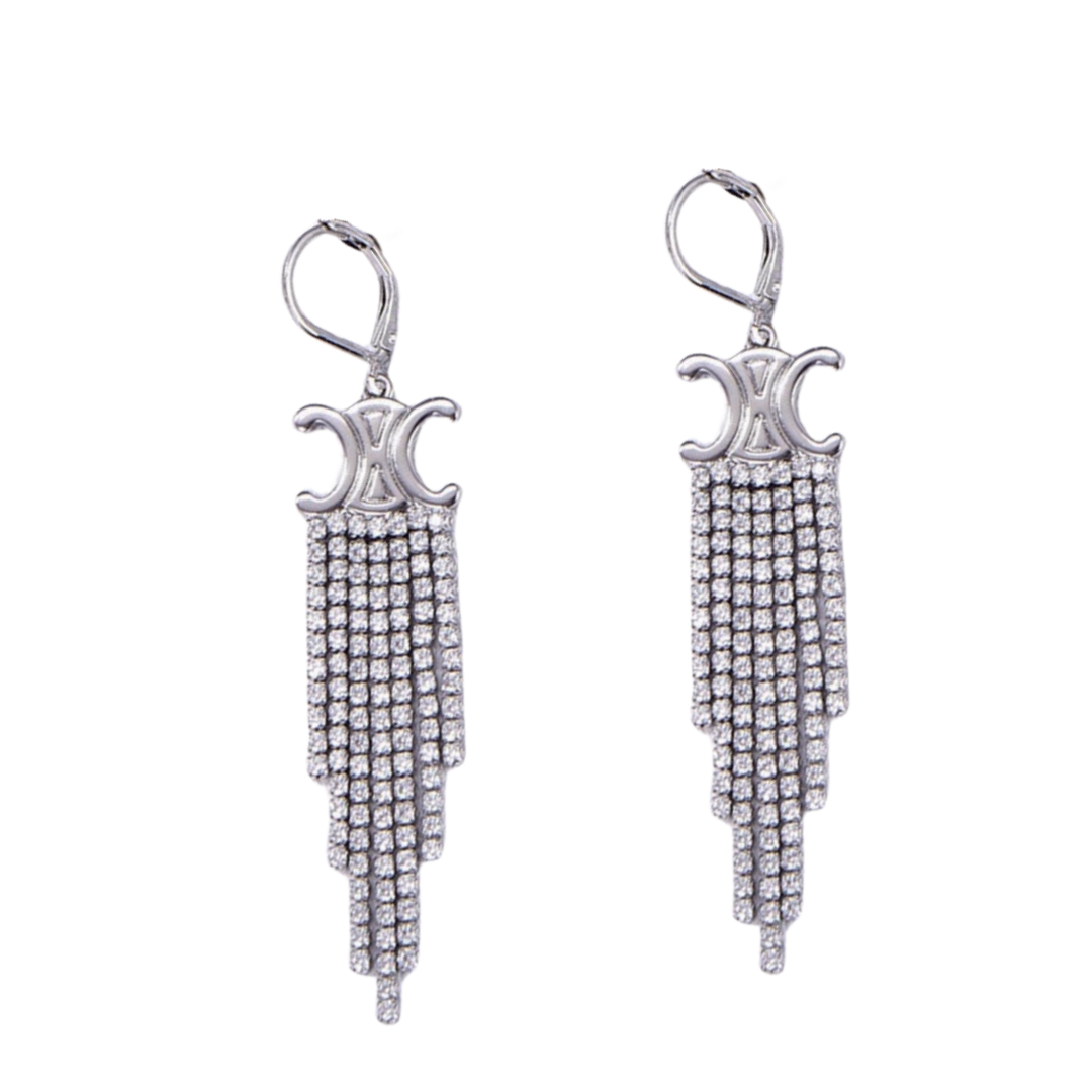CLE013 Triomphe tassel earrings in metal and crystal - ccjewelryacc