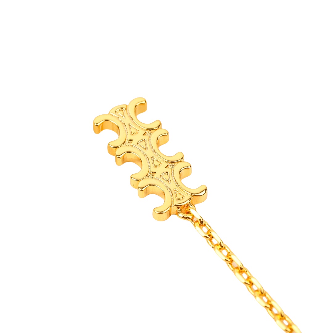 CLE015 Triomphe Chain stud earrings in metal - ccjewelryacc