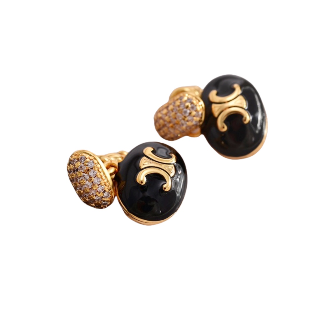 CLE012 Triomphe Drop earring in metal crystal enamel - ccjewelryacc