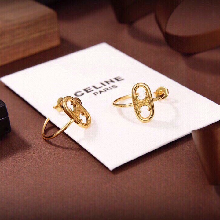 CLE054 Act de Triomphe logo hook earring in metal with gold finish - ccjewelryacc