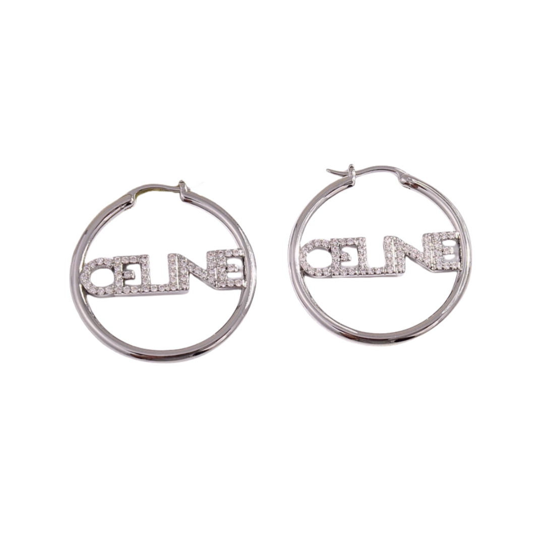 CLE014 CILINE Hoops earring in brass and crystals - ccjewelryacc