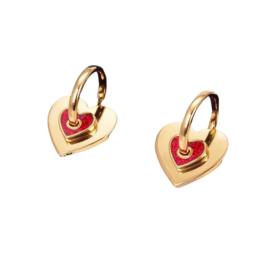 CLE066 Act de Triomphe heart drop earring in metal - ccjewelryacc
