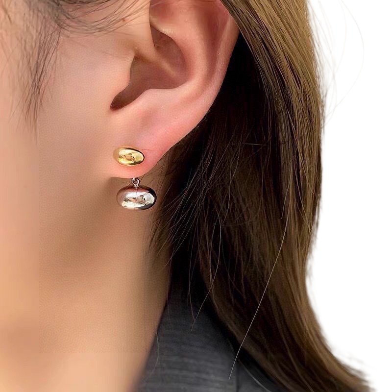 CLE062 Act de Triomphe Drop earring in metal with gold and silver double color finish - ccjewelryacc