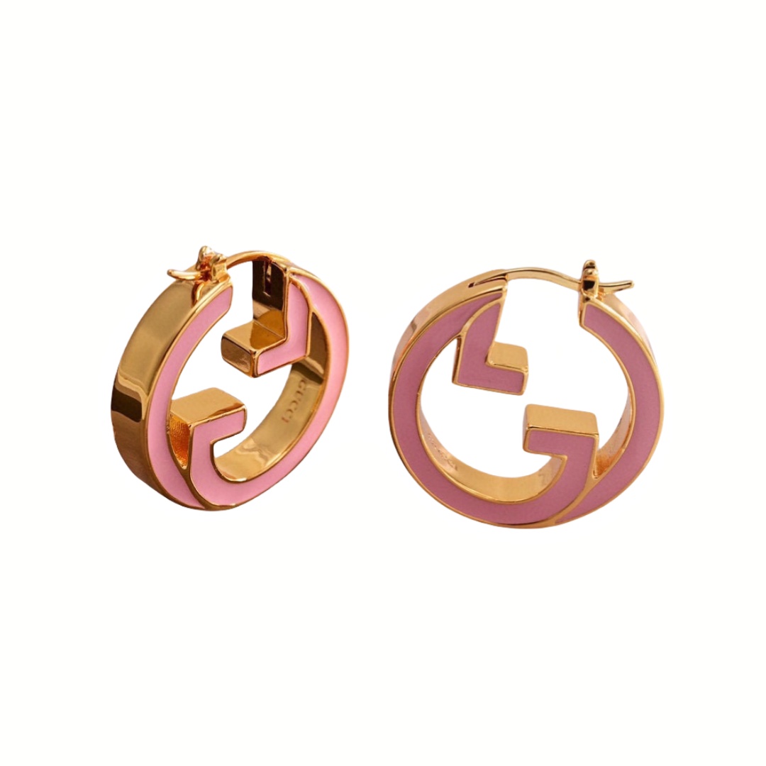 GGE004 GG logo hook earring in metal and enamel - ccjewelryacc