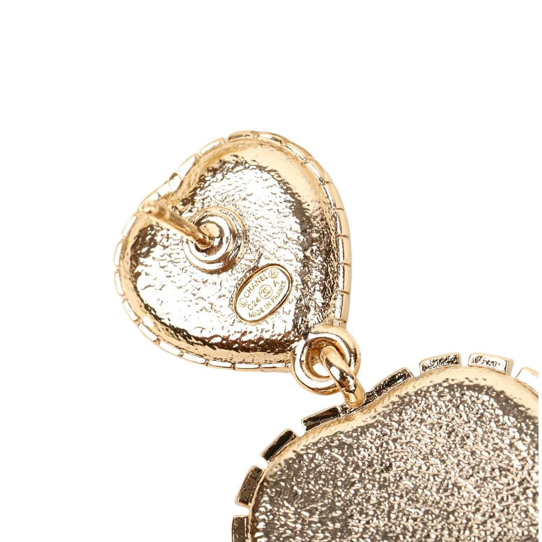 CCE796 Double Heart pearl crystal Drop earrings - ccjewelryacc