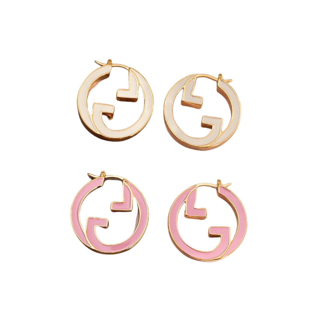 GGE004 GG logo hook earring in metal and enamel - ccjewelryacc