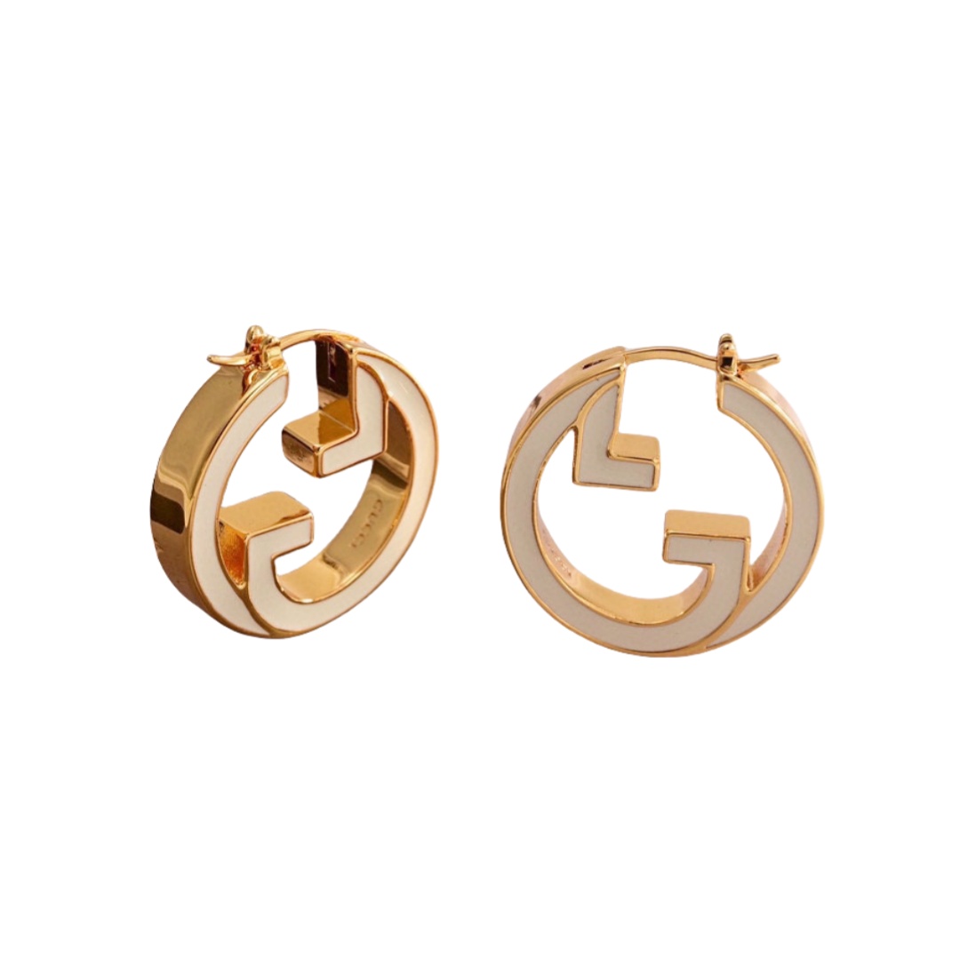 GGE004 GG logo hook earring in metal and enamel - ccjewelryacc