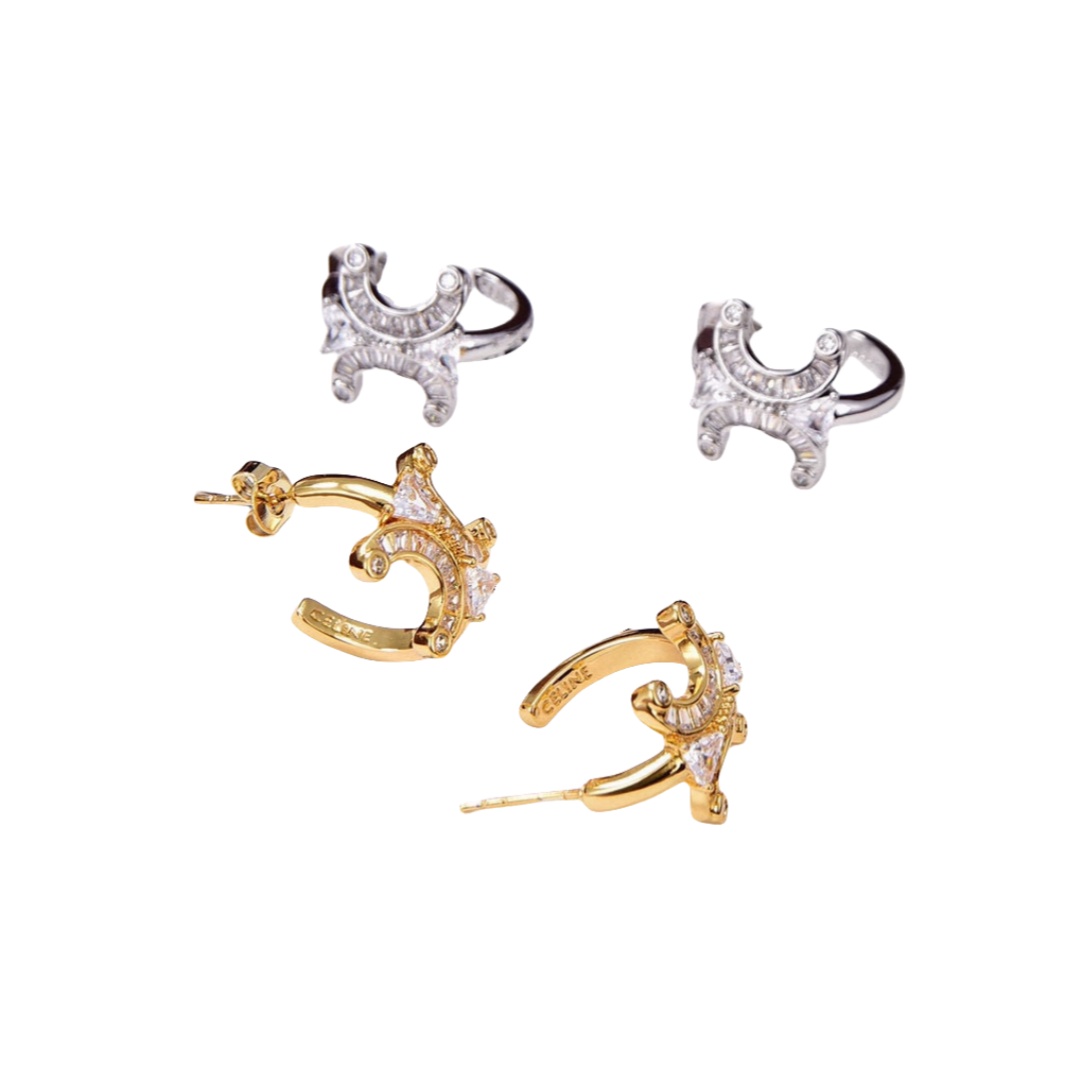 CLE059 Act de Triomphe Hook earring in metal and crystal - ccjewelryacc