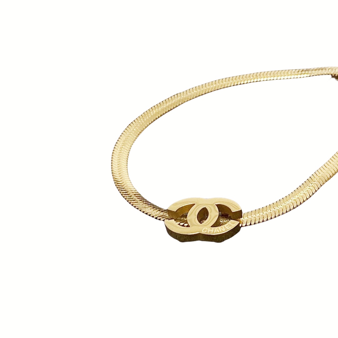 CCN207 cc logo snake chain Choker Necklace - ccjewelryacc