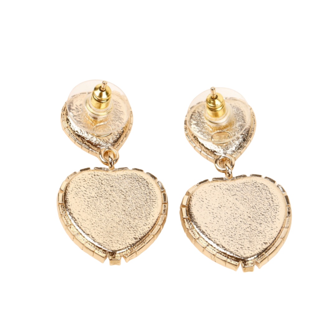 CCE796 Double Heart pearl crystal Drop earrings - ccjewelryacc