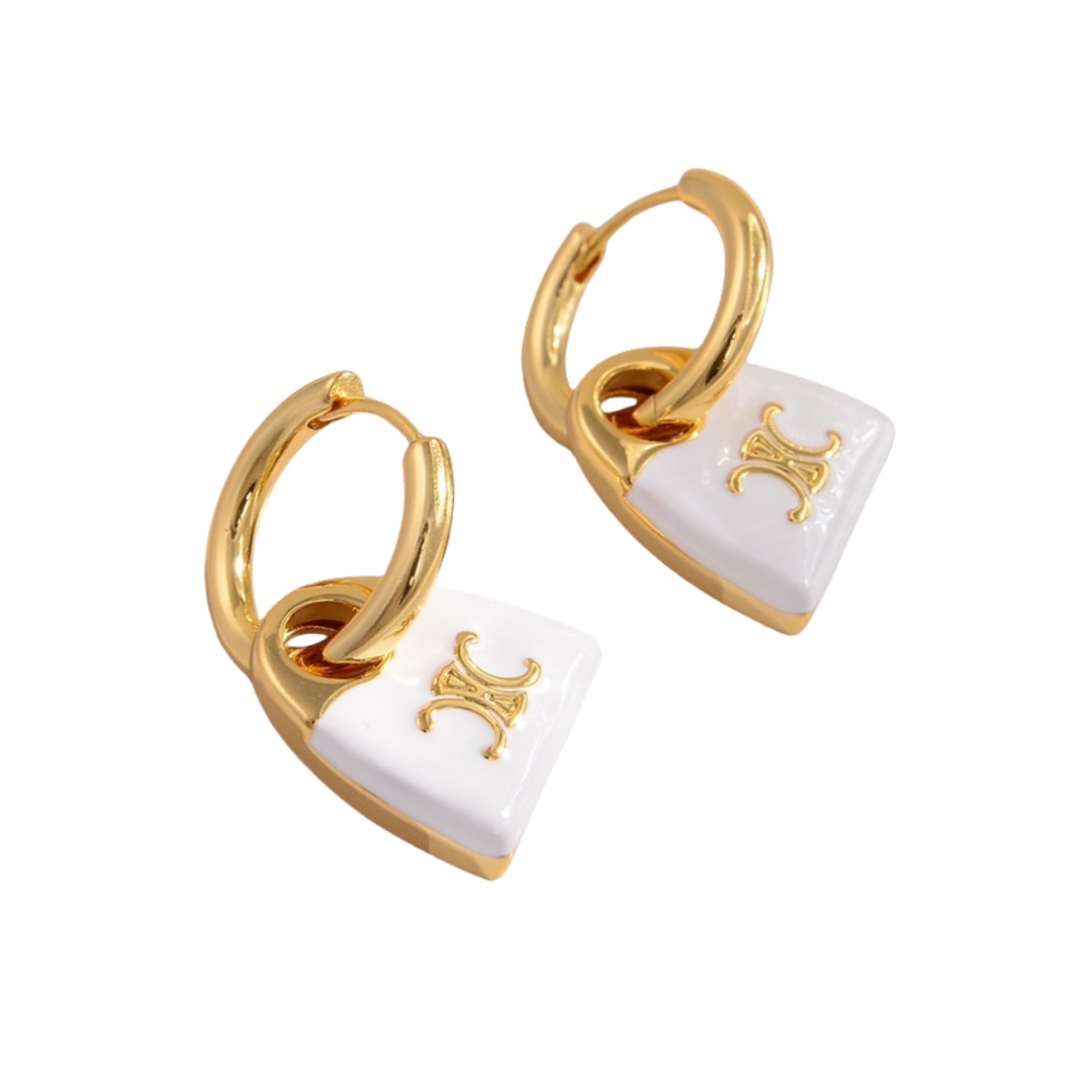 CLE067 Act de Triomphe enamel bag drop earring in metal - ccfashionjewelry