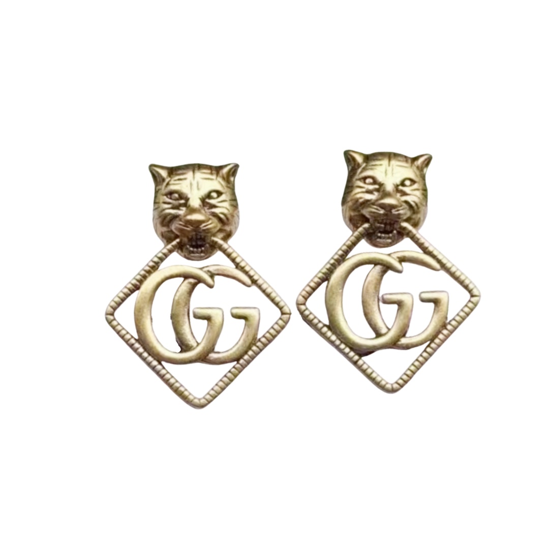 GGE008 Tiger's head GG Logo stud earring - ccjewelryacc