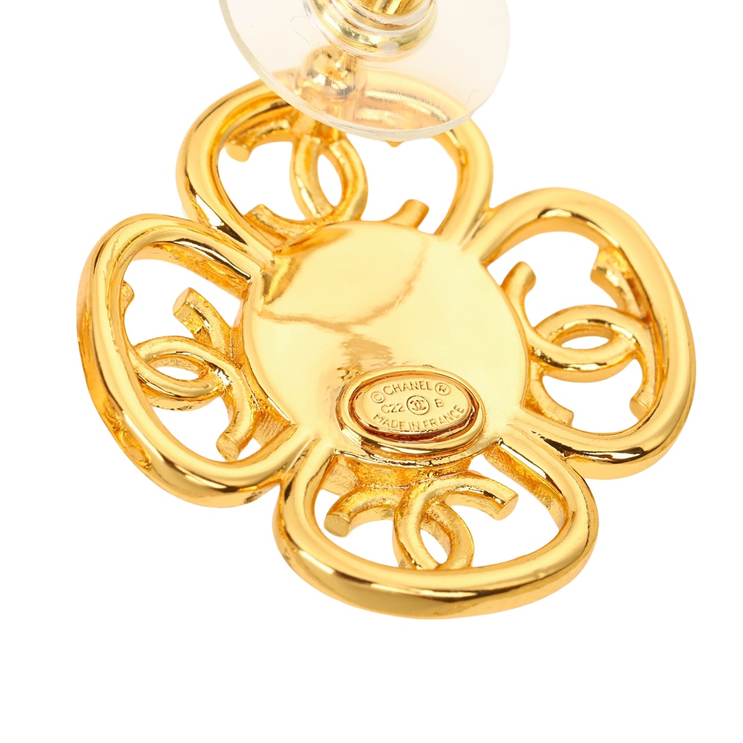 CCE888 Vintage clover flower cc logo stud earring - ccjewelryacc