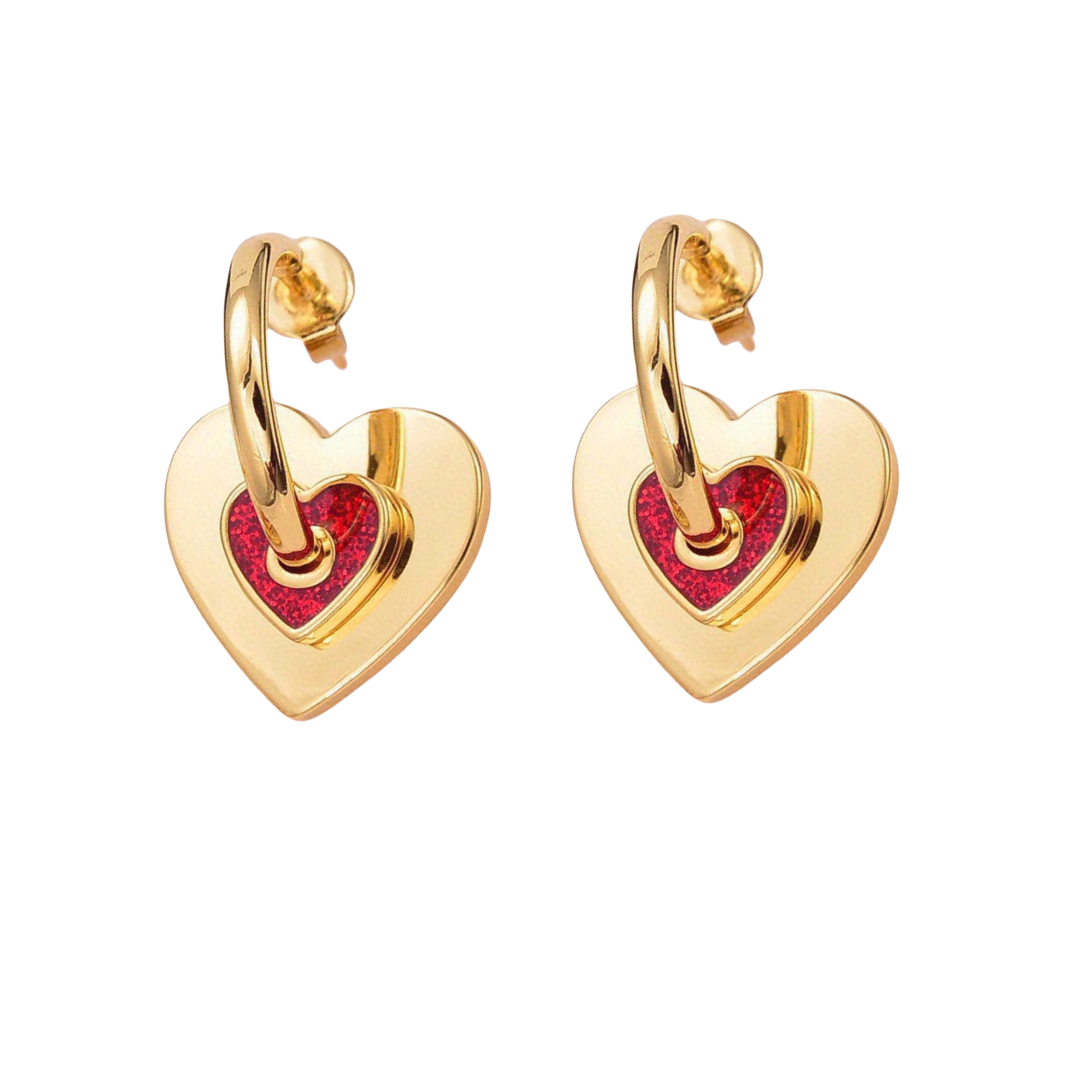 CLE066 Act de Triomphe heart drop earring in metal - ccfashionjewelry