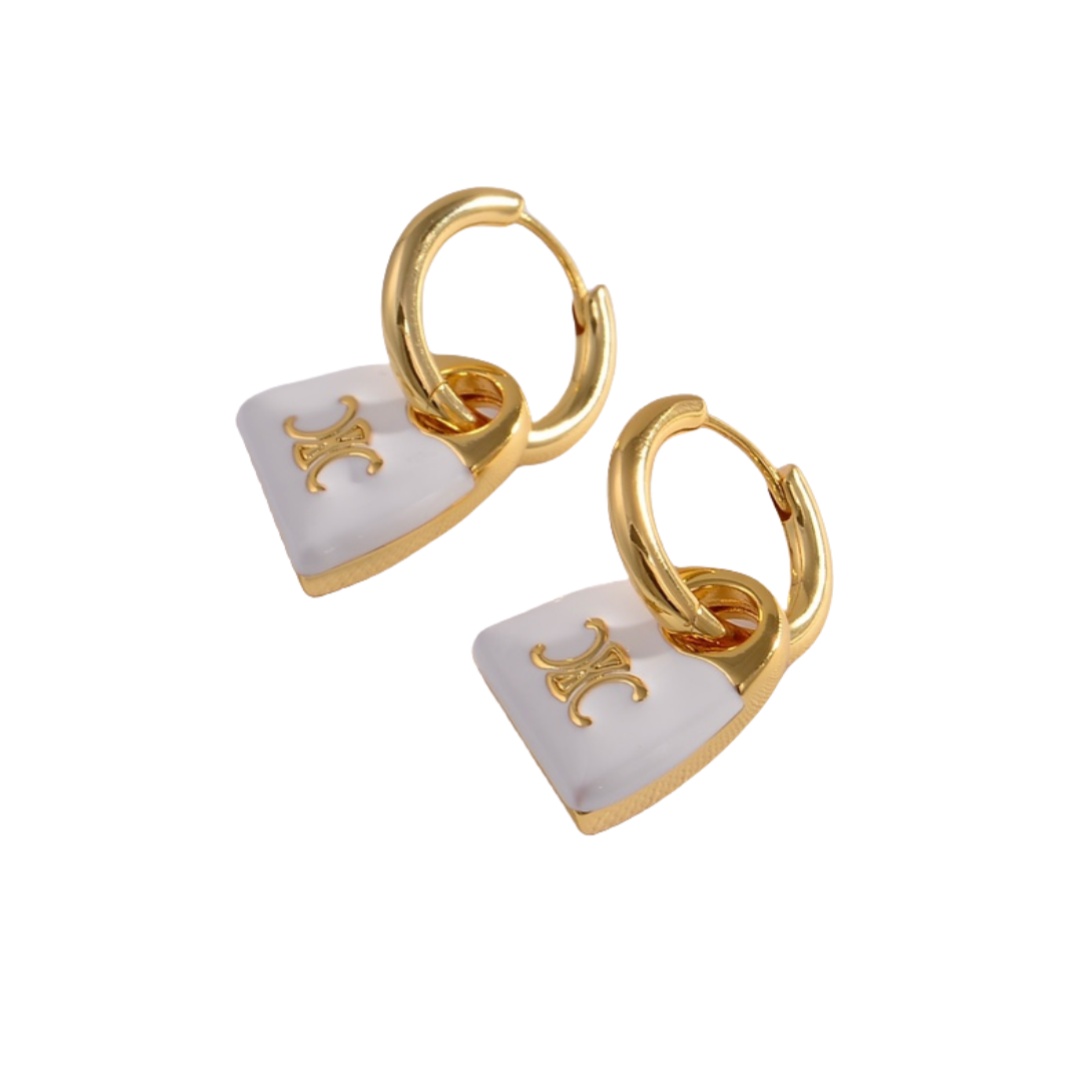 CLE067 Act de Triomphe enamel bag drop earring in metal - ccjewelryacc