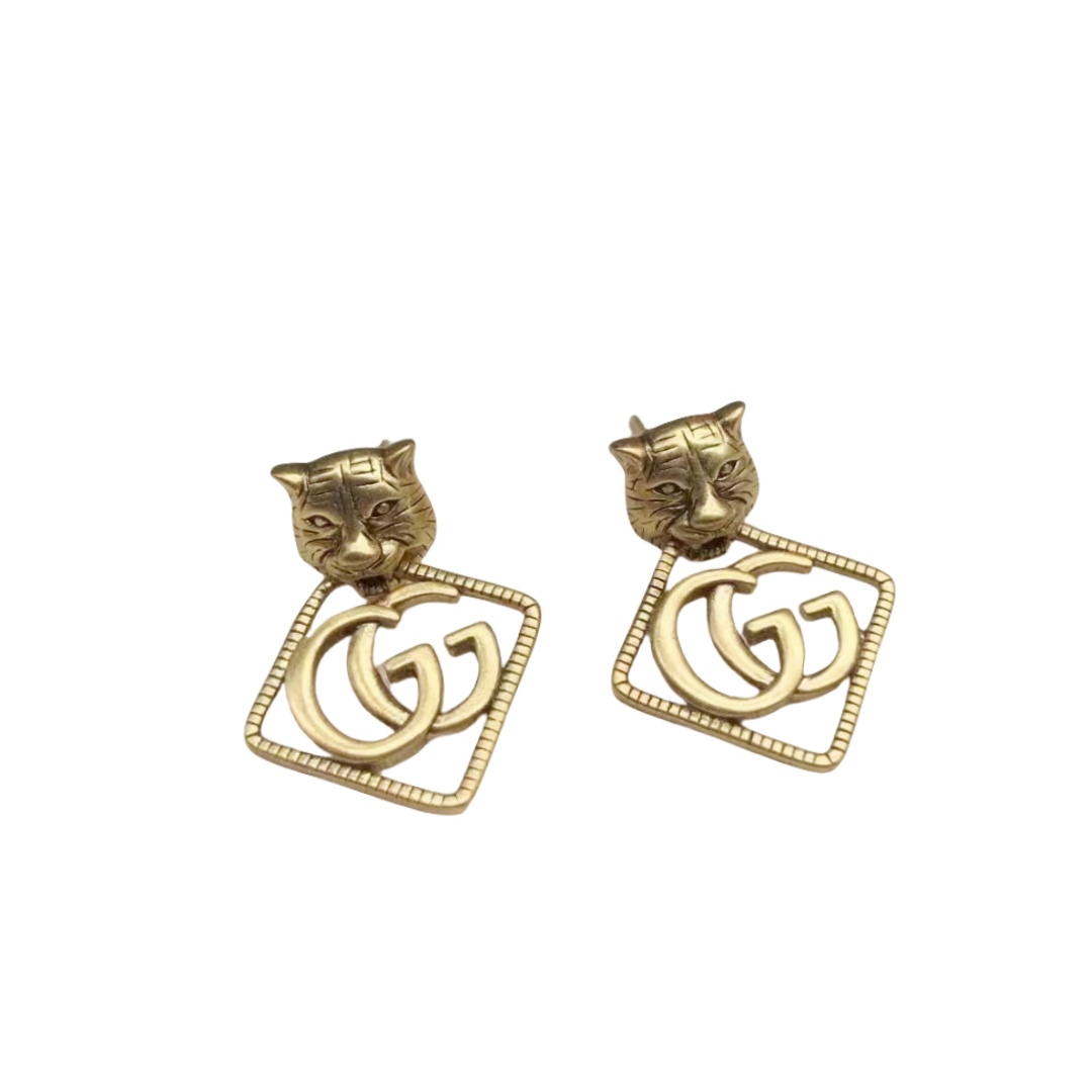 GGE008 Tiger's head GG Logo stud earring - ccjewelryacc