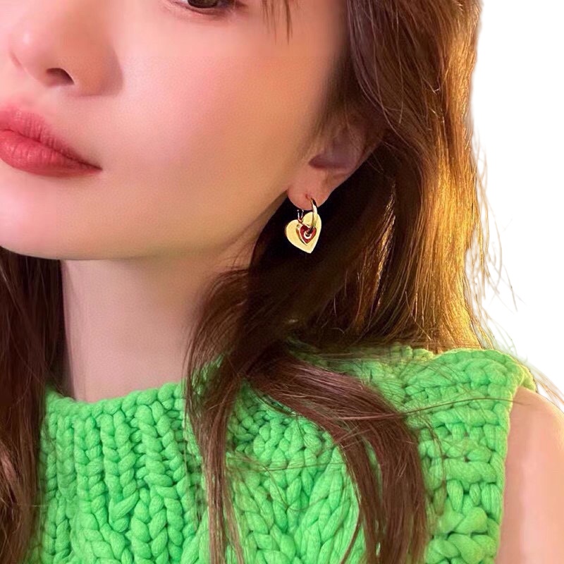 CLE066 Act de Triomphe heart drop earring in metal - ccjewelryacc