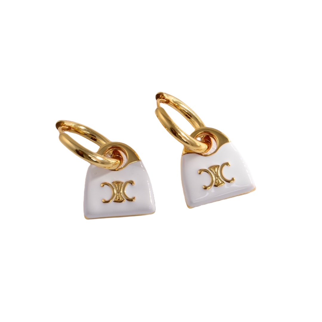 CLE067 Act de Triomphe enamel bag drop earring in metal - ccfashionjewelry