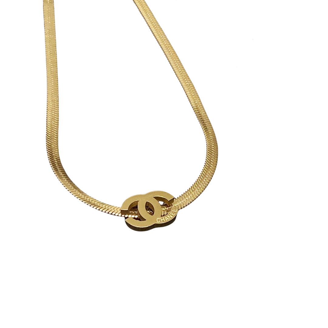 CCN207 cc logo snake chain Choker Necklace - ccjewelryacc