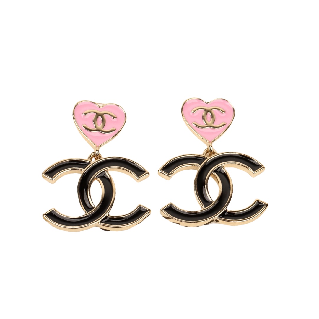 CCE746  24A Enamel Heart double CC earrings - ccjewelryacc