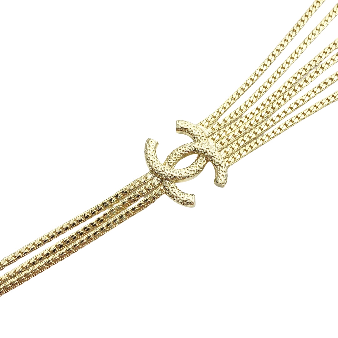 CCN561 Metal multilayer snake chain with  CC logo necklace - ccjewelryacc