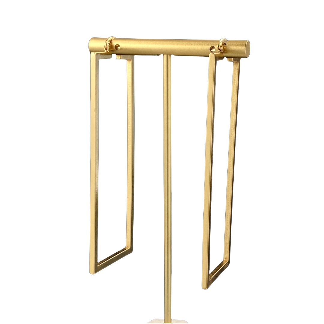 GGE018 GG rectangle gold hoop earrings - ccjewelryacc