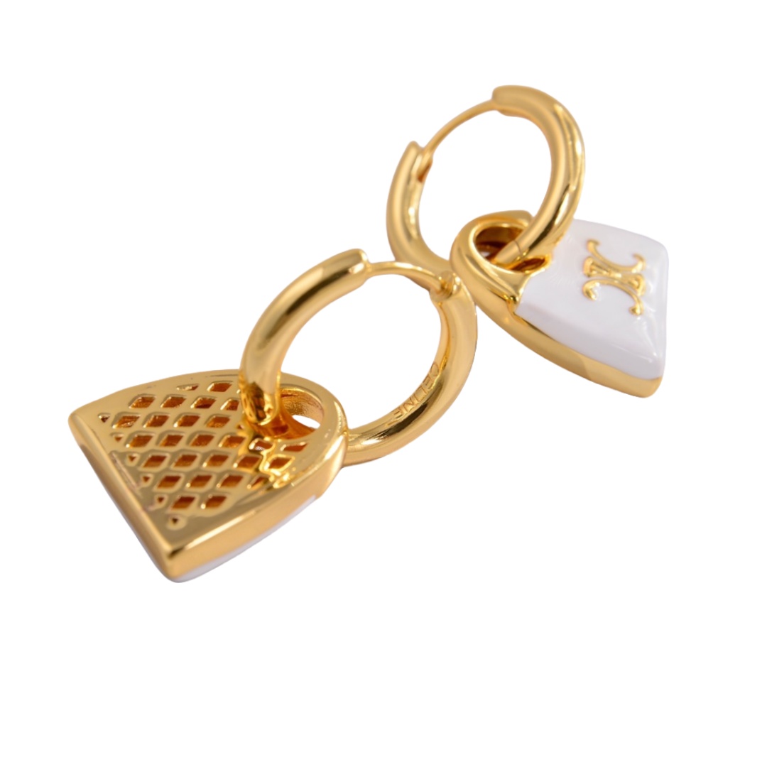 CLE067 Act de Triomphe enamel bag drop earring in metal - ccjewelryacc